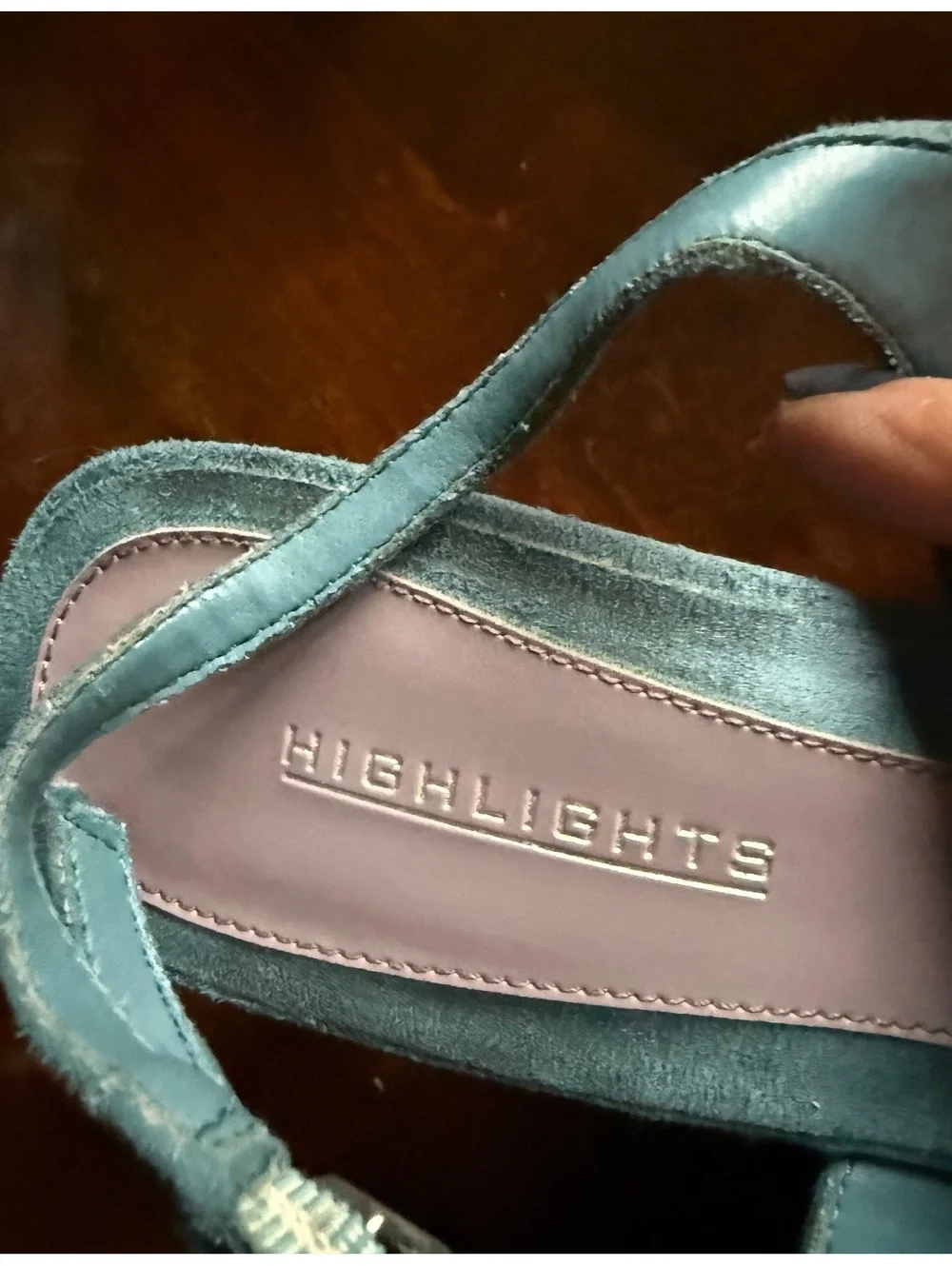 Highlights Women's Blue Suede Slingback Heels Size 10W